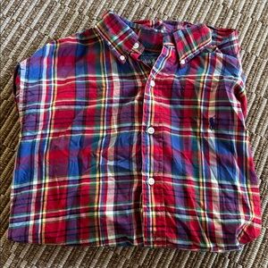 Polo Ralph Lauren Red Plaid‎ Long Sleeve Button Down Shirt Mens L Classic Fit